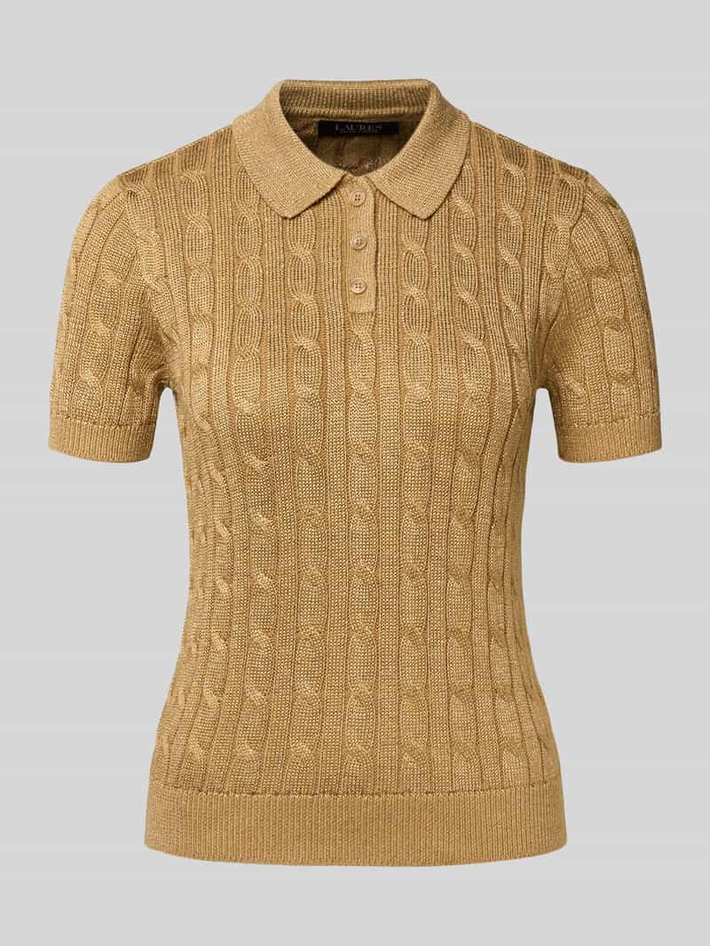 Lauren Ralph Lauren Gebreid shirt met kabelpatroon en polokraag model 'NATRISSA'
