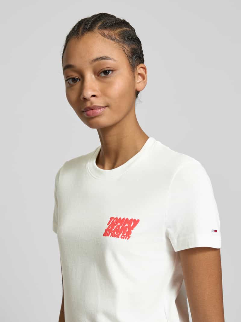 Tommy Jeans Regular fit T-shirt van puur katoen model 'BUBBLE'