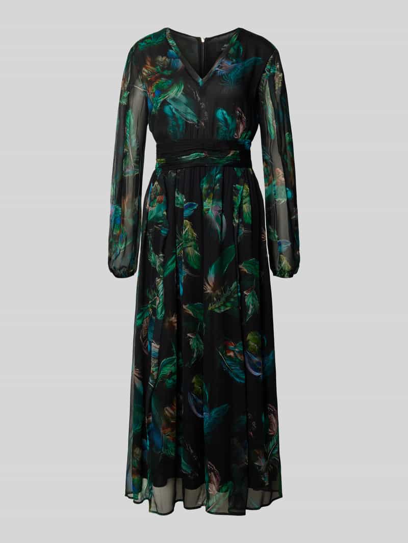 Marc Cain Maxi-jurk met V-hals en tailleband