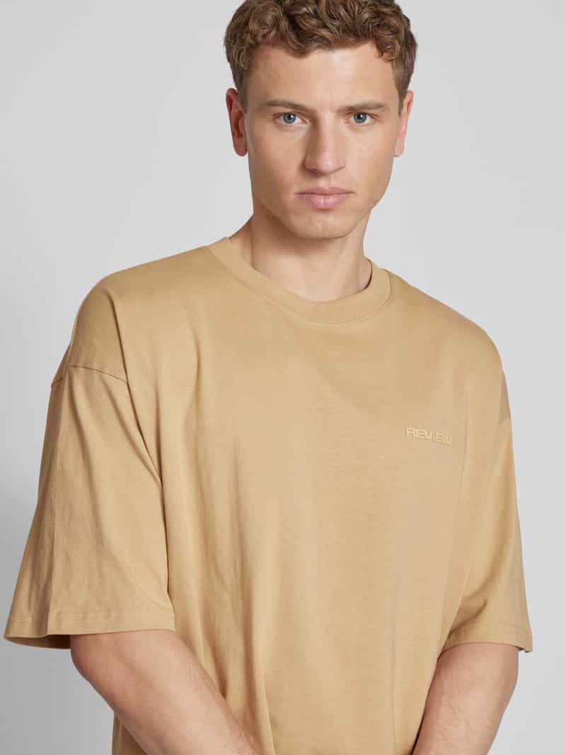 REVIEW Oversized T-shirt met geribde ronde hals