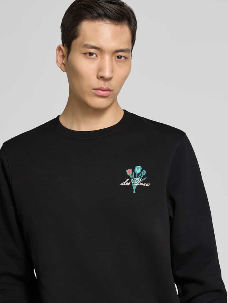Les Deux Sweatshirt met labelstitching model 'Bruno Café'