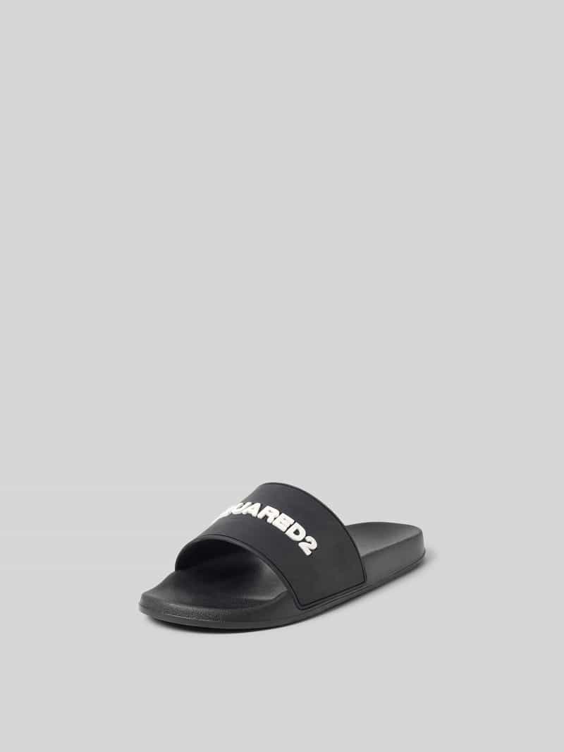Slippers met labeldetail