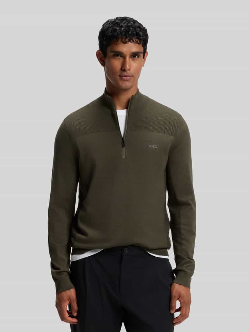 BOSS Green Regular fit pullover met scheerwol model 'KN_Momentum-X QZ'