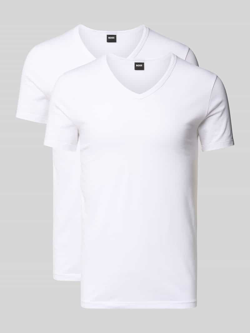 T-shirt met V-hals in een set van 2 stuks, model 'Modern'