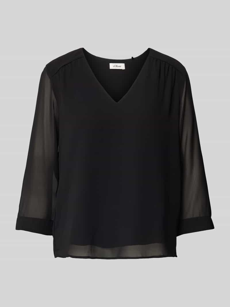 S.Oliver BLACK LABEL Regular fit blouse met lange mouwen en plooien