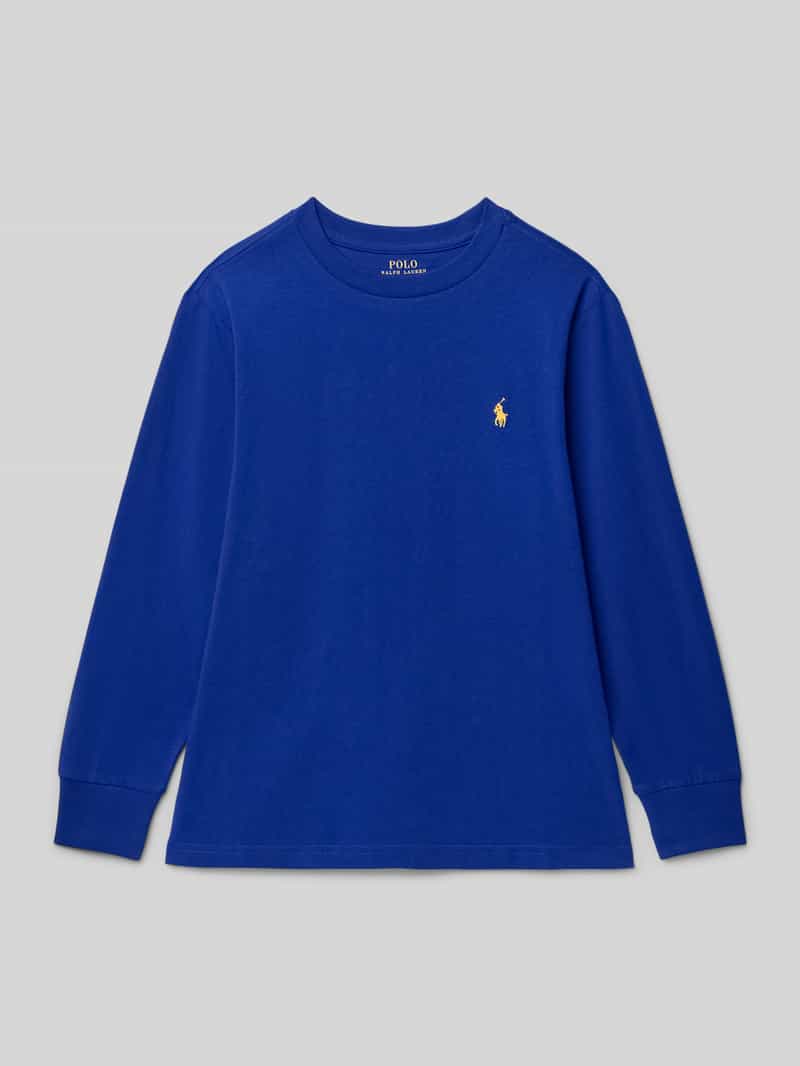 Polo Ralph Lauren Teens Shirt met lange mouwen ronde hals en labelstitching