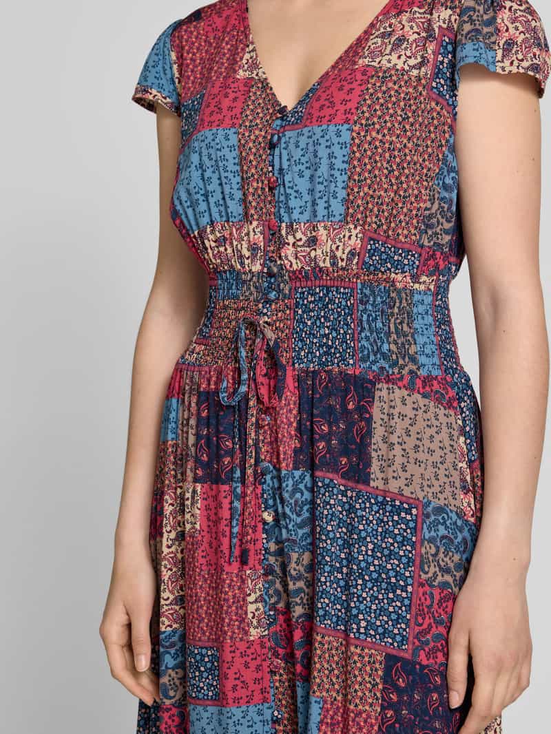 Apricot Maxi-jurk van viscose met V-hals