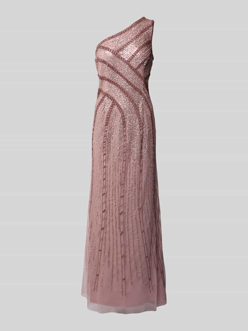 Adrianna Papell Avondjurk met glitter mesh in one shoulder-design