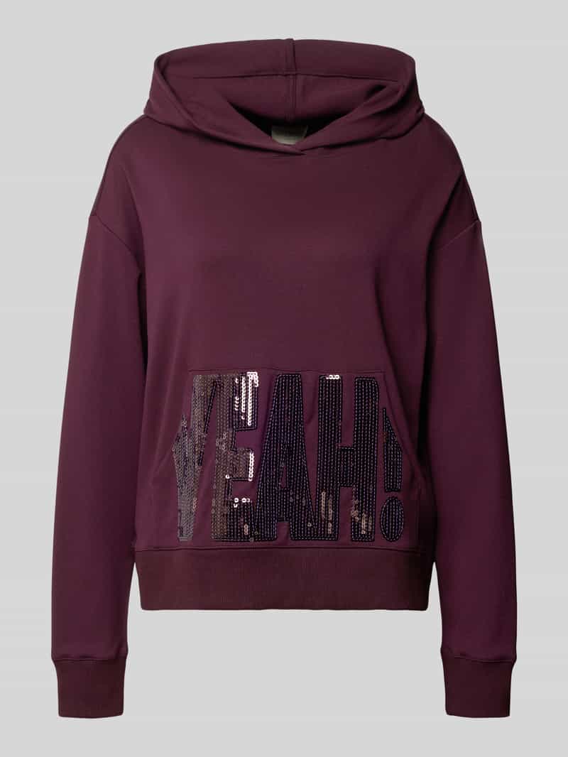 milano italy Hoodie van viscosemix met kangoeroezak en paillletten