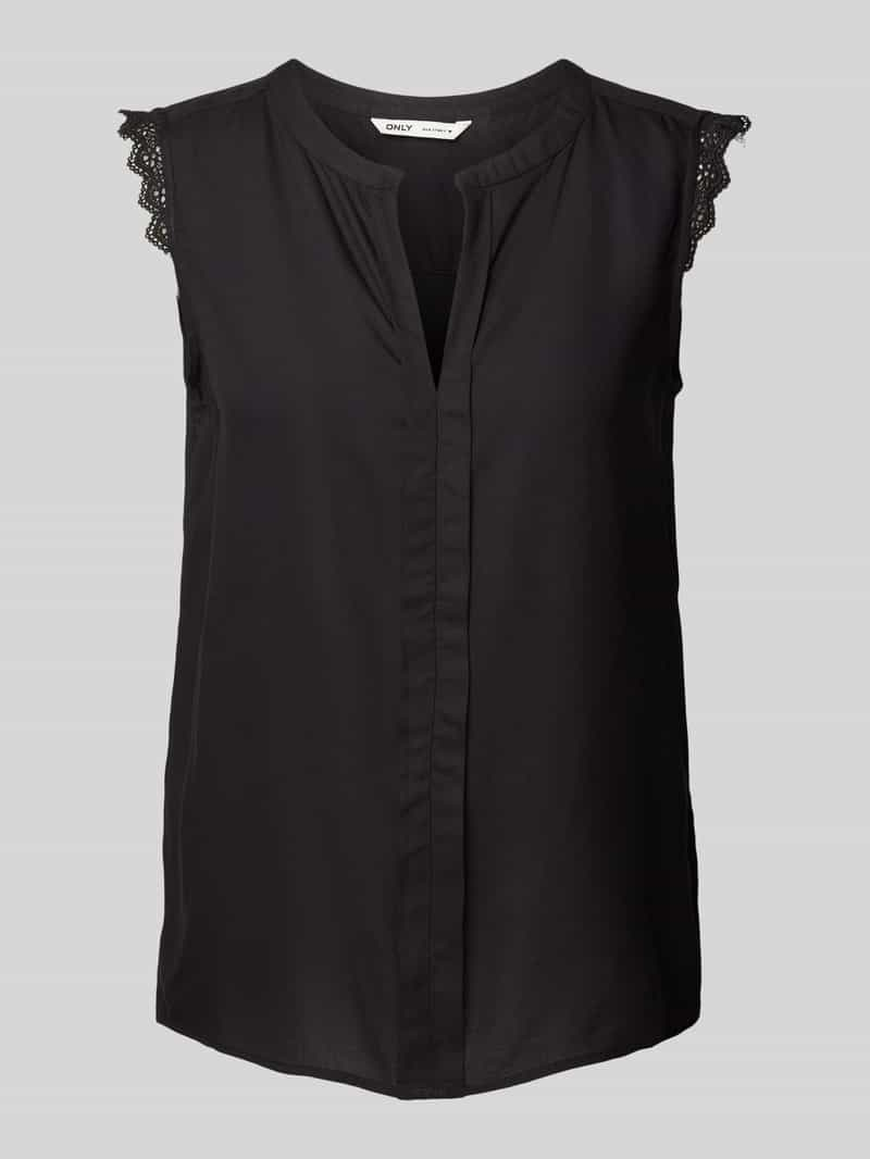 Only Blousetop van viscose met kant, model 'KIMMI'