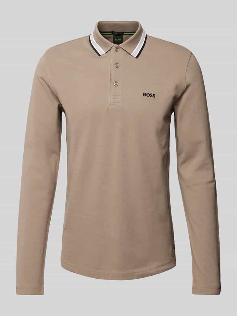 BOSS Green Regular fit poloshirt met labelstitching