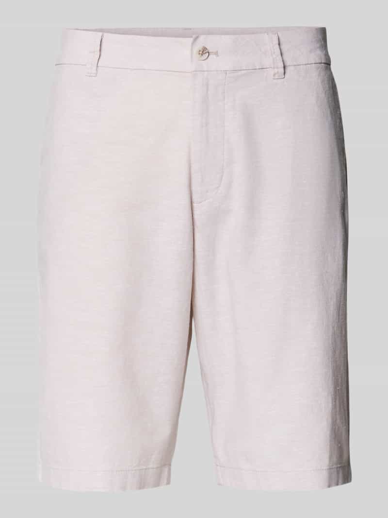 regular fit bermuda van mix van linnen en katoen