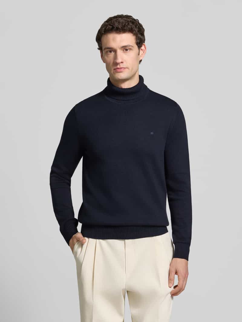 Christian Berg Men Regular fit gebreide pullover van mix van katoen en wol met col