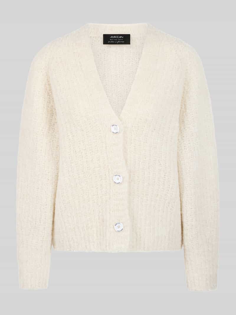 Marc Cain Cardigan van mix van alpaca en wol met labelpatch