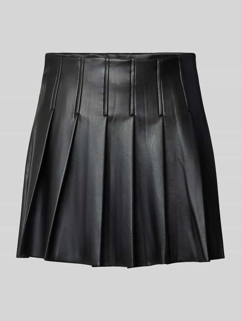 Only Rok in leerlook met plooien model 'DORIT'