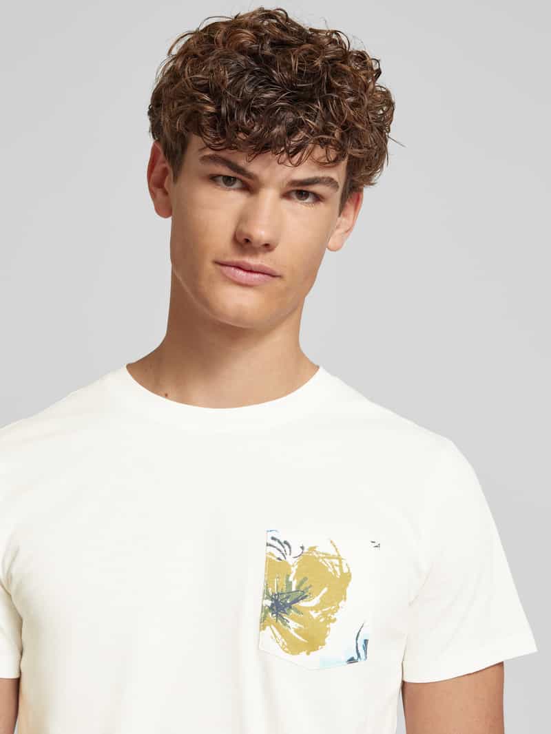 Blend T-shirt met geribde ronde hals model 'BHJEM'