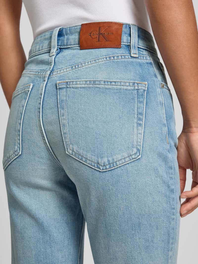 Calvin Klein Jeans Straight fit high waist jeans met labeldetail