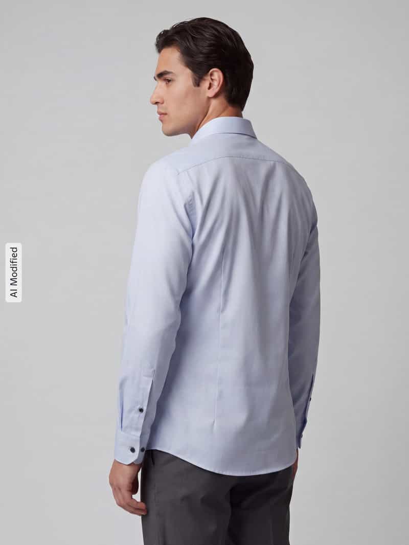 Olymp Body fit zakelijk overhemd van katoenmix blauw, foto 3