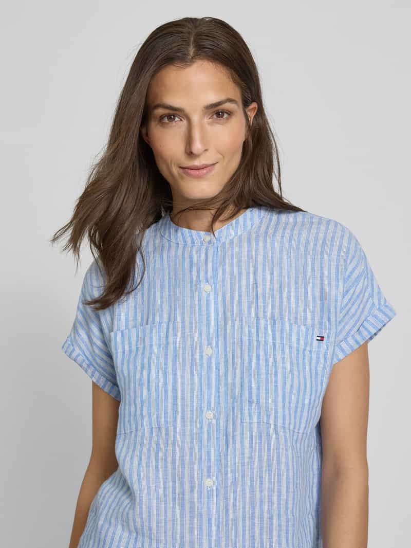 Tommy Hilfiger Relaxed fit linnen blouse met korte mouwen