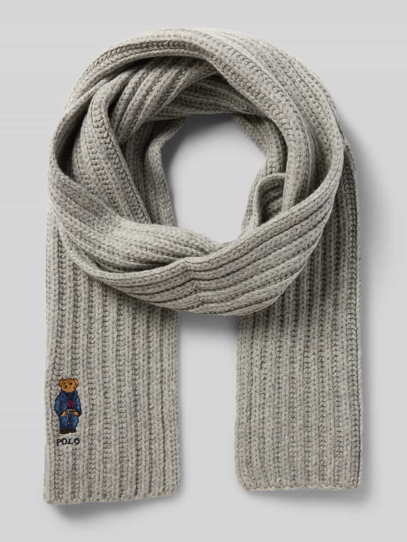 Polo Ralph Lauren Wollen sjaal met label- en motiefstitching model 'BEAR'