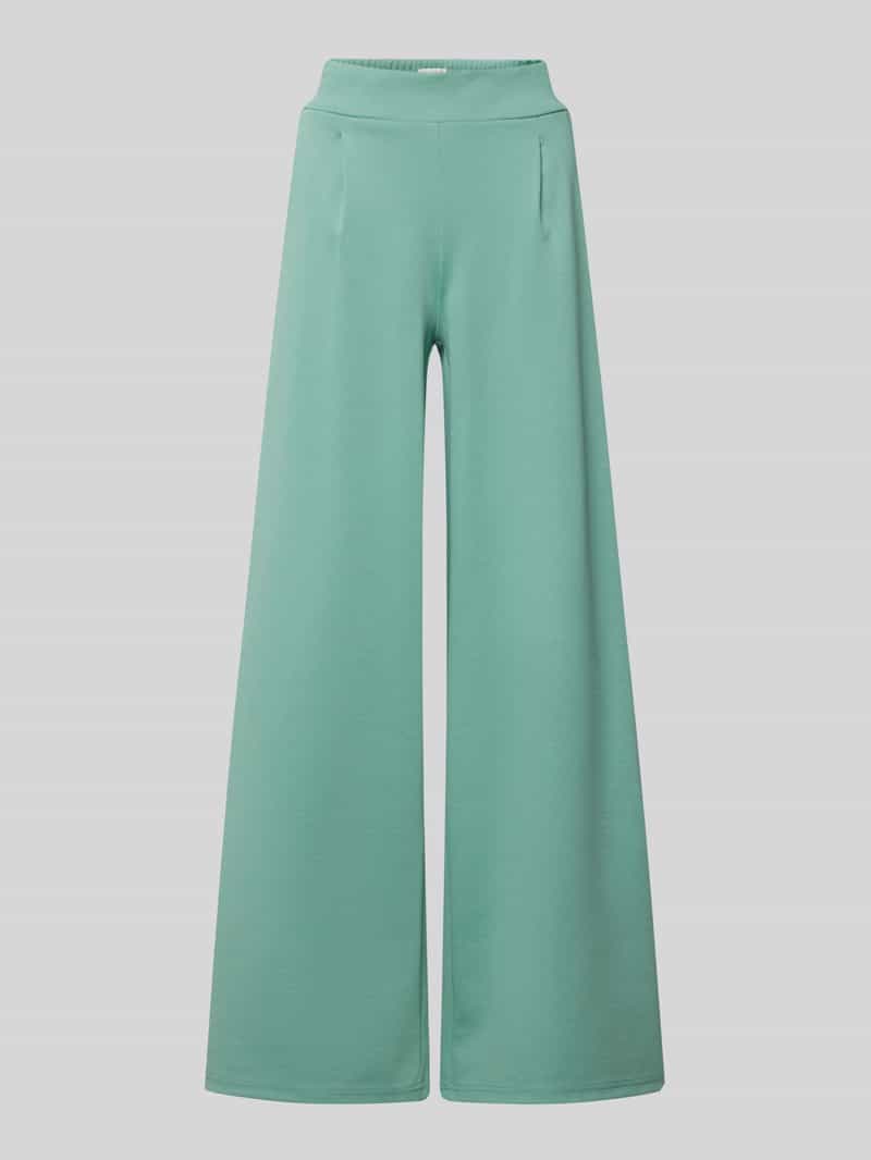 Ichi Wide leg stoffen broek met bandplooien model 'KATE'