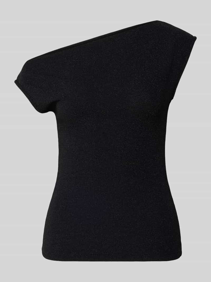 Selected Blousetop van zilver met one shoulder