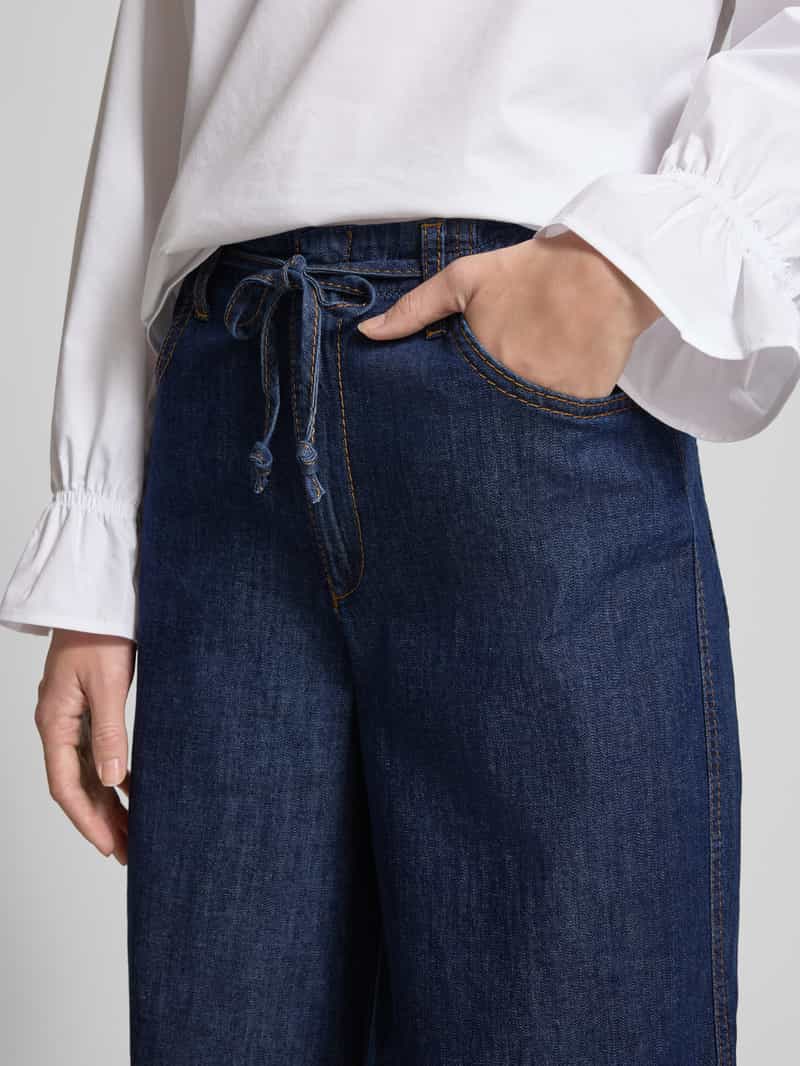 Oui Wide leg jeans met strikceintuur model 'THE PALAZZO'