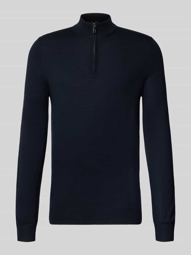 Slim Fit gebreide pullover van wolmix met schipperskraag