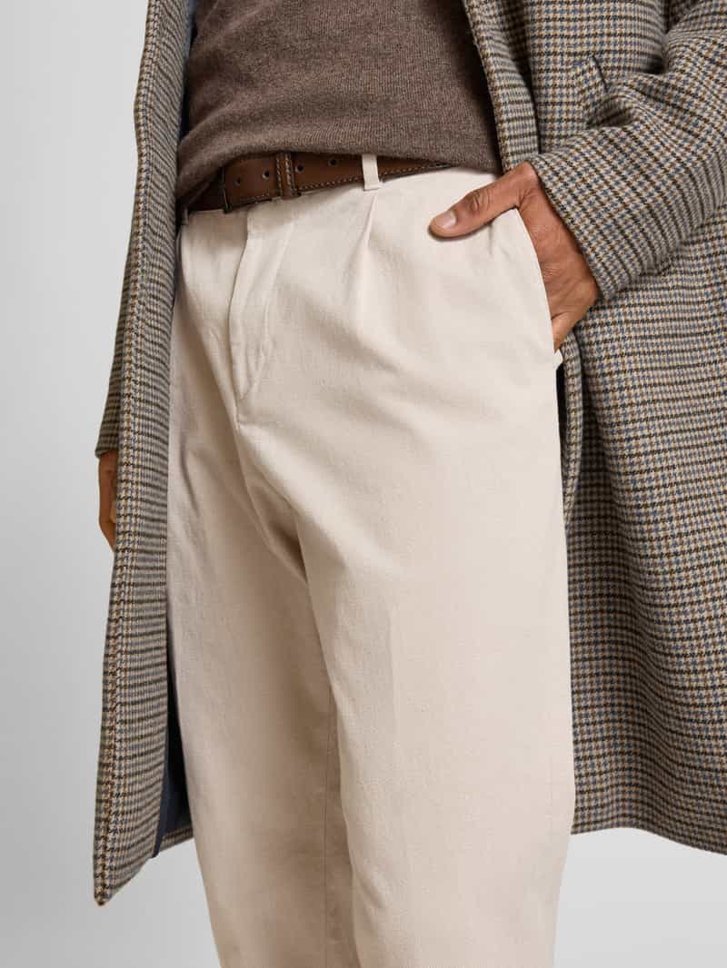 JOOP! Collection Loose fit bandplooibroek met elastische band model 'Lester'