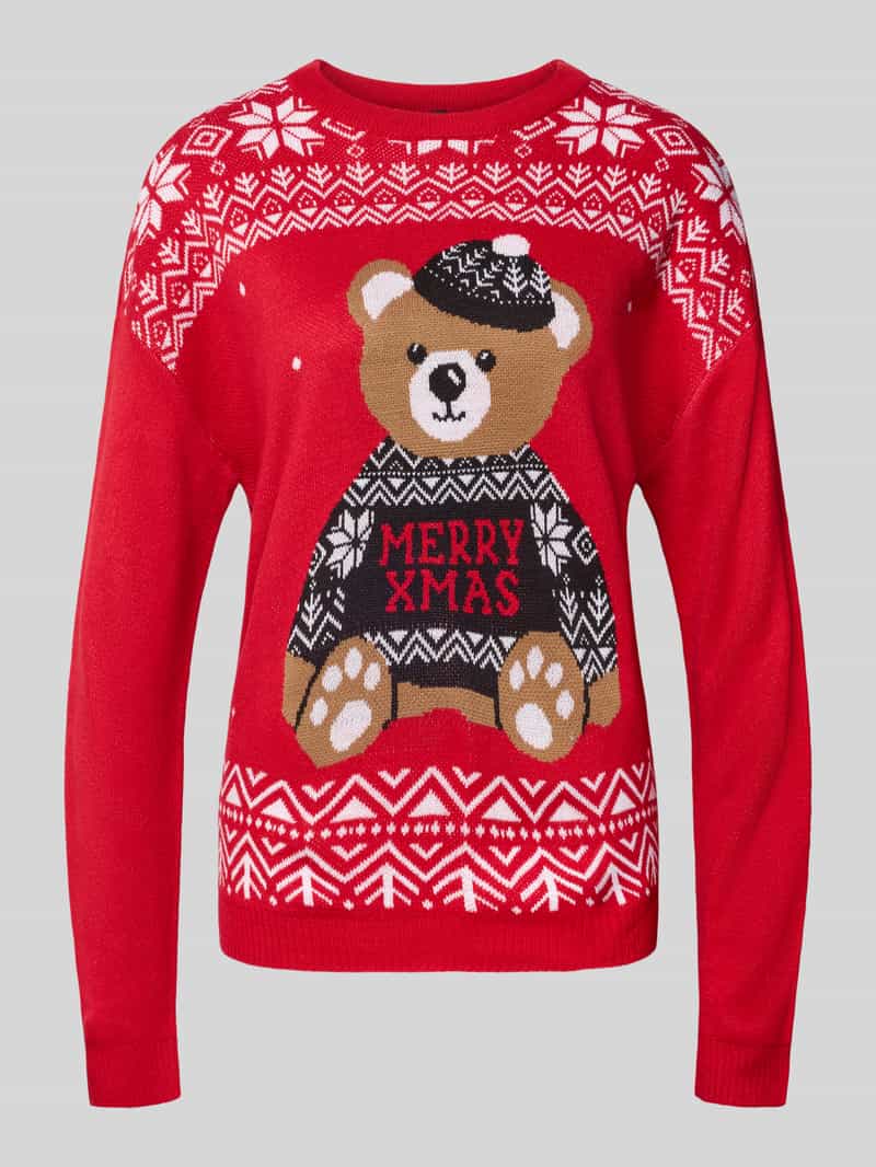 Only Regular fit gebreide pullover met kerstmotief model 'TEDDY'