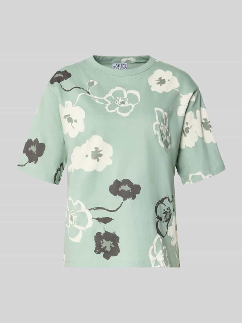 T-shirt in all-over look met ronde hals