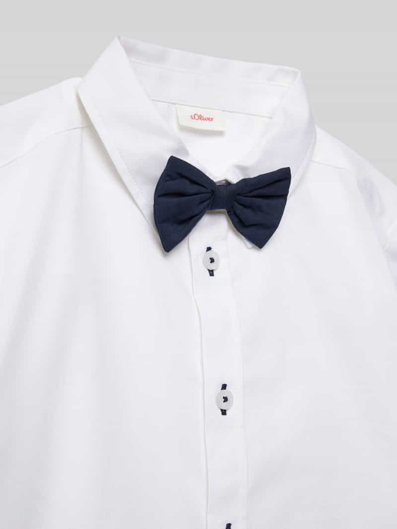 s.Oliver RED LABEL Regular fit overhemd van een katoenmix met popeline en afneembare strik