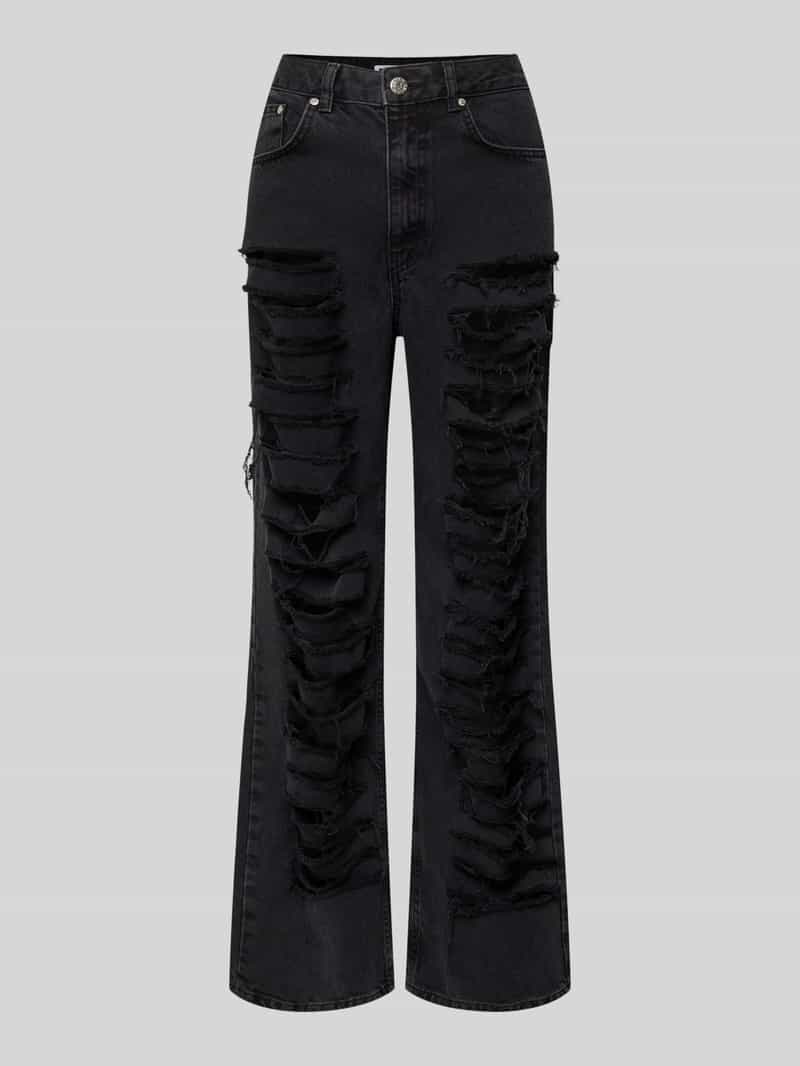 Review Straight leg jeans in destroyed-look