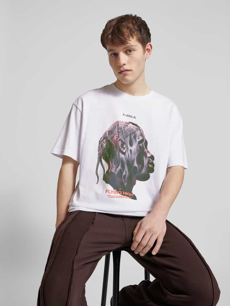 mister tee T-shirt met motief- en statementprint model 'FLYING HIGH'