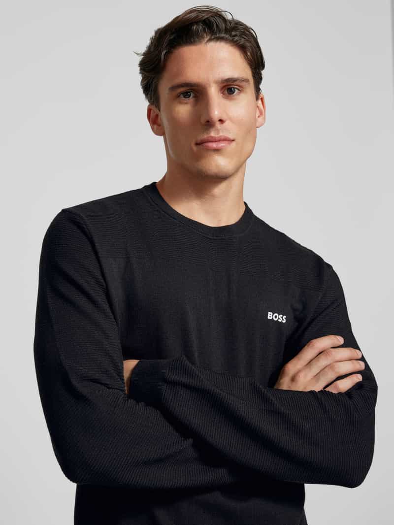BOSS Green Gebreide pullover met labelprint model 'Momentum'