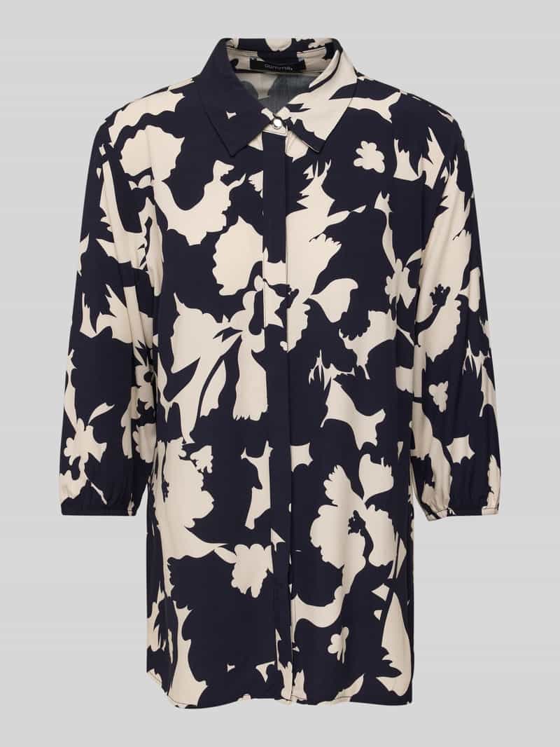 comma Blouse van viscose met 3 4-mouwen en blinde knoopsluiting
