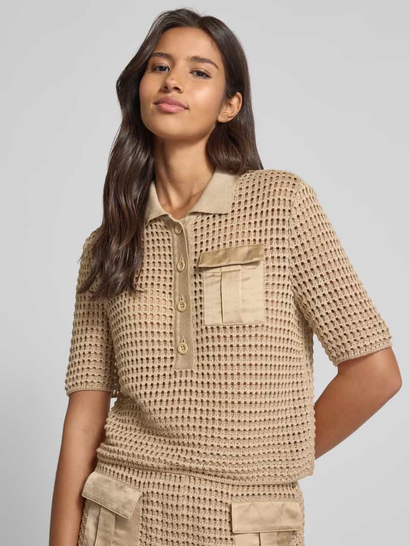 Marc Cain Gebreid shirt met polokraag en borstzak