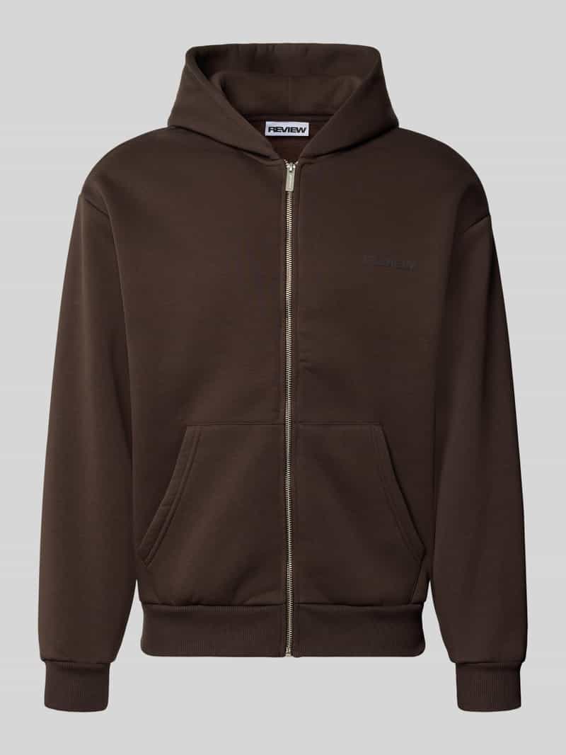relaxed fit sweatjack van katoenmix met labeldetail