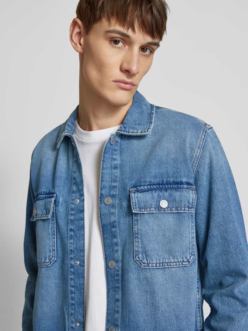 Pepe Jeans Relaxed fit overhemdjack met paspelzakken op de borst
