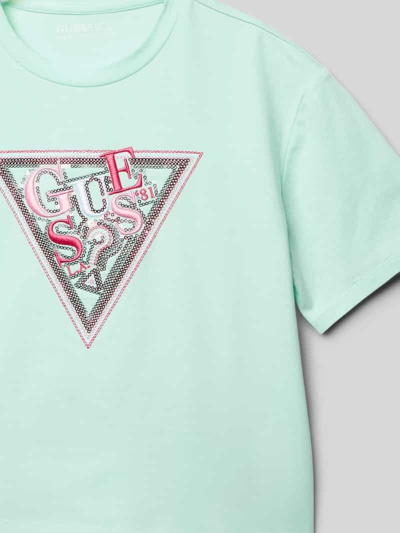 Guess T-shirt met geribde ronde hals