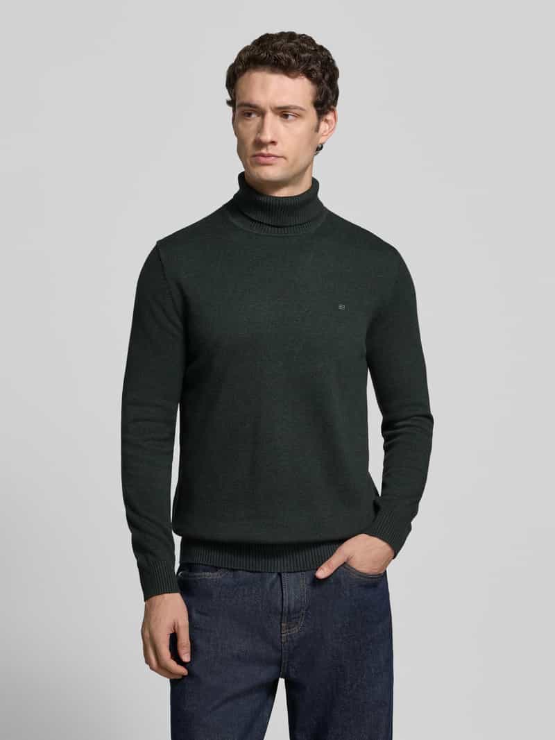 Christian Berg Men Regular fit gebreide pullover van mix van katoen en wol met col