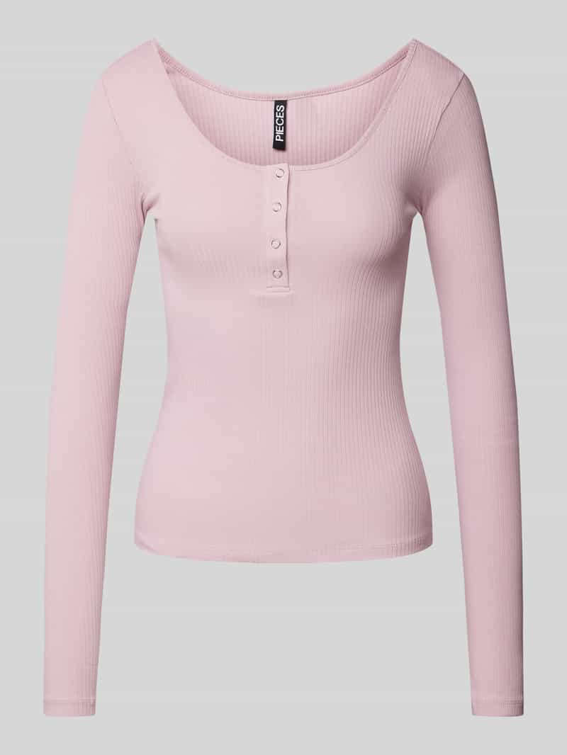 Pieces Slim fit shirt met lange mouwen en katoen model 'KITTEN'
