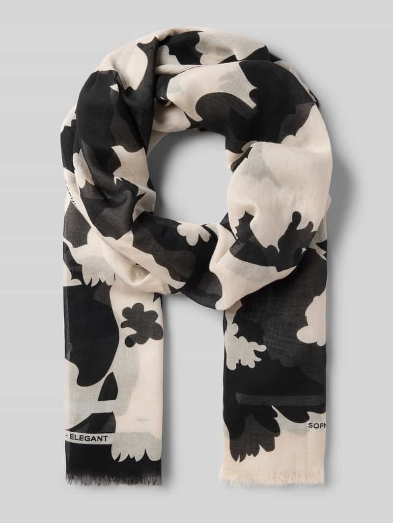 comma Sjaal met franjes in een all-over look