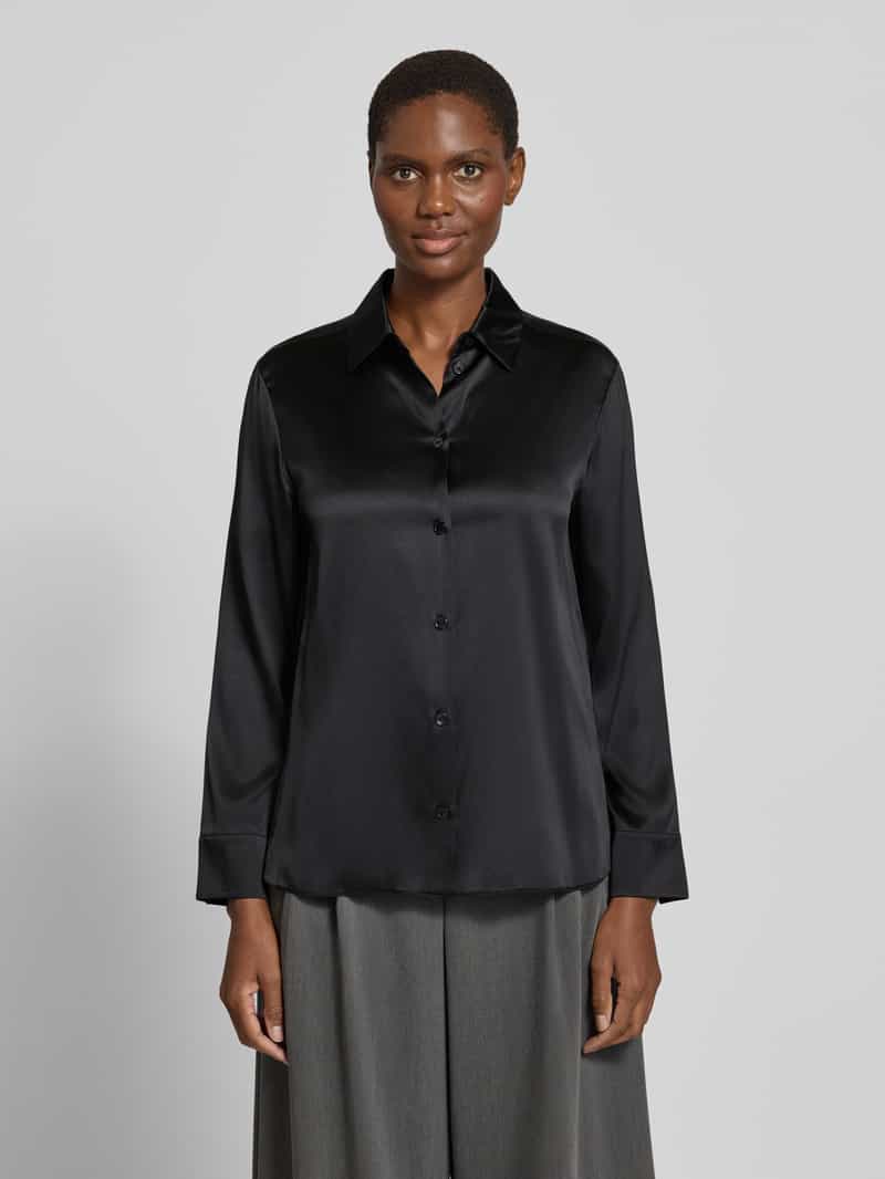 MM by Max Mara Longline blouse met lange mouwen van zijde met labeldetail