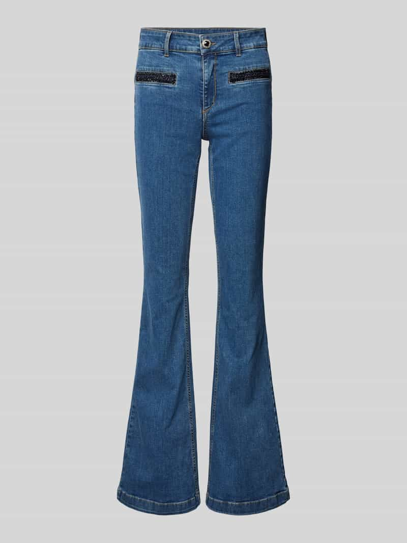 Liu Jo White High waist flared jeans met riemlussen