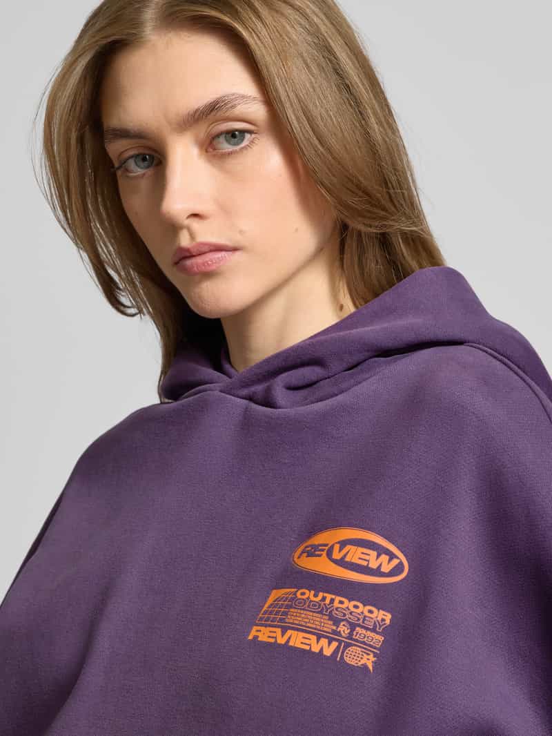 Review Hoodie met labelprint