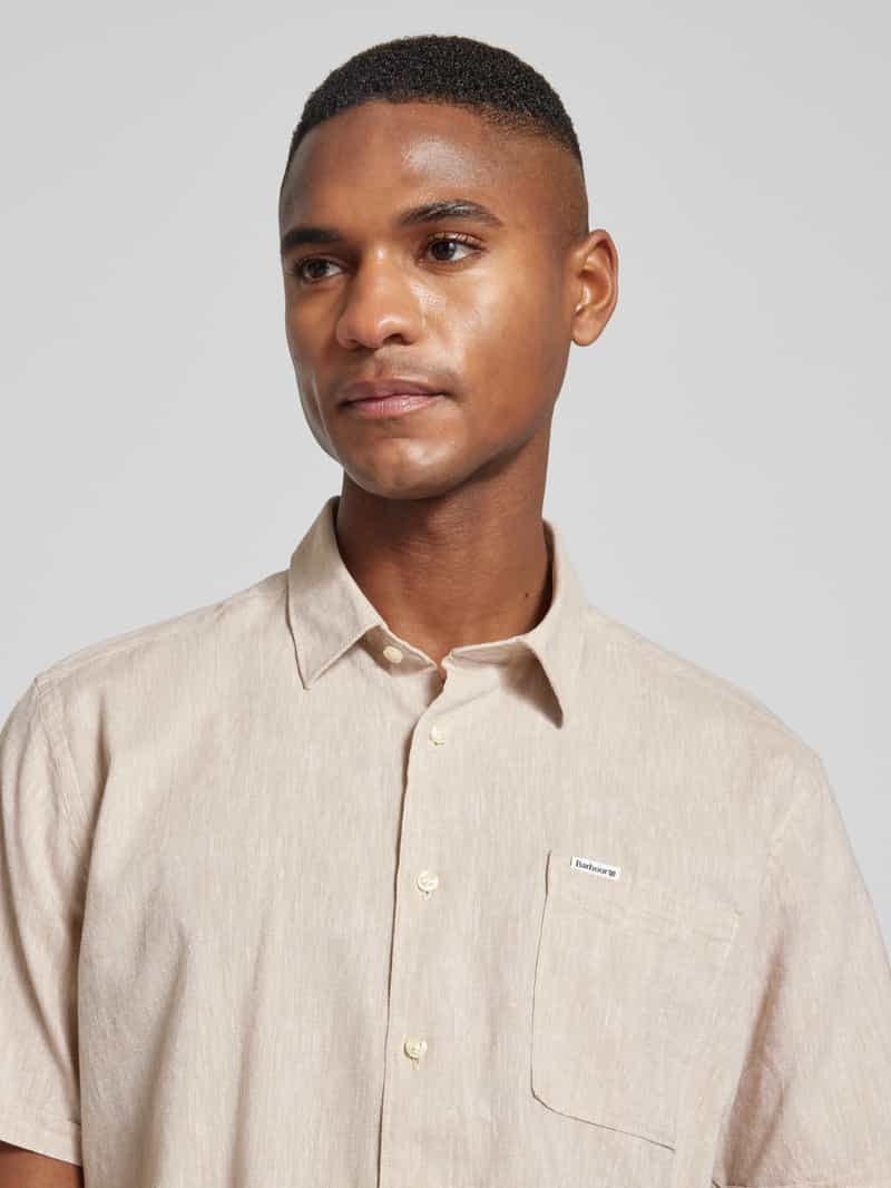 Barbour Regular fit linnen overhemd met borstzak model 'Nelson'