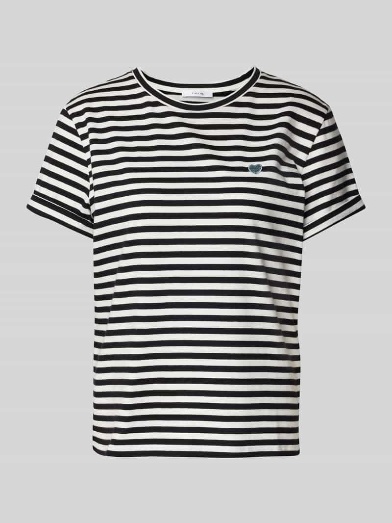 Opus T-shirt met motiefstitching model 'Serz'