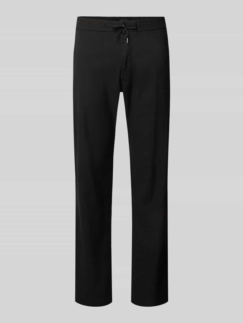 Boss Orange Straight fit linnen broek met elastische band model 'Sanderson'