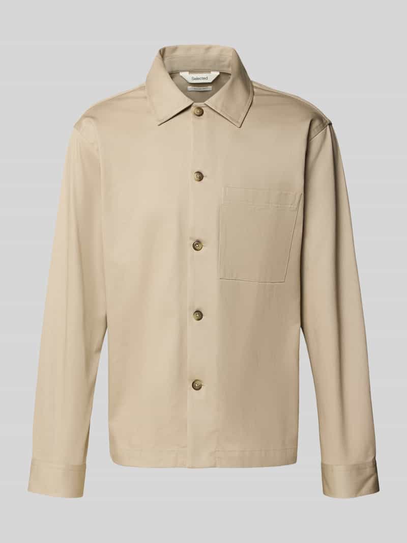 Selected Homme Regular fit overhemdjack van puur katoen model 'TATE'
